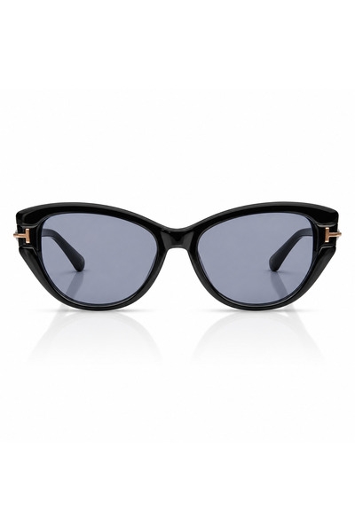Matteo Ferari Women's Oversized Black Sunglasses with Gray Lenses and Gold De...