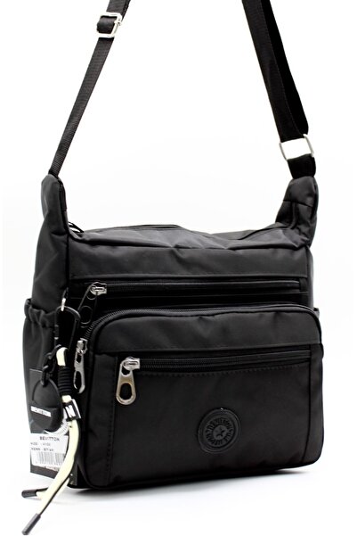 Bevitton Black Water Resistant Fabric Messenger Shoulder Bag / 4100