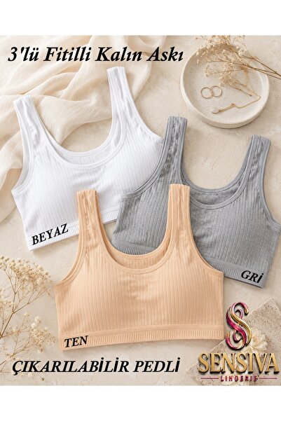 sensiva lingerie 3 Pieces of Ribbed Fabric Thick Straps - with Removable Pads...