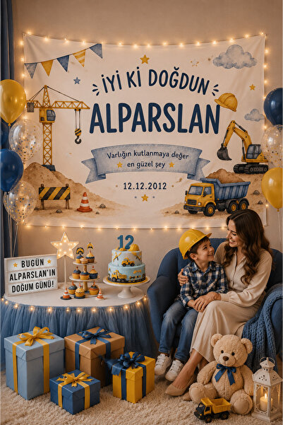 LUNA DİZAYN Kişiye Özel Yatay Doğum Günü Happy Birthday Duvar Örtüsü Duvar Ha...