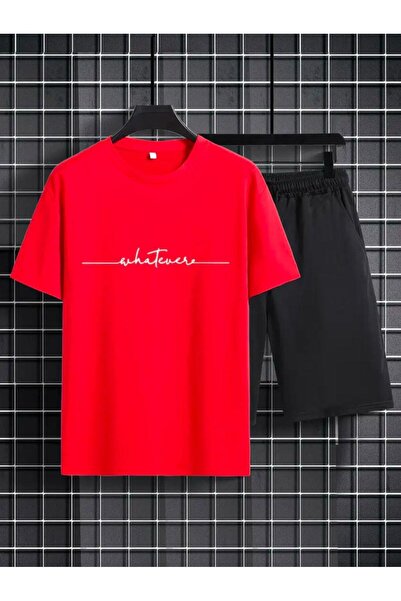 Boi Handwritten Detailed Printed T-Shirt Shorts Loose Fit Comfortable Fit Bla...
