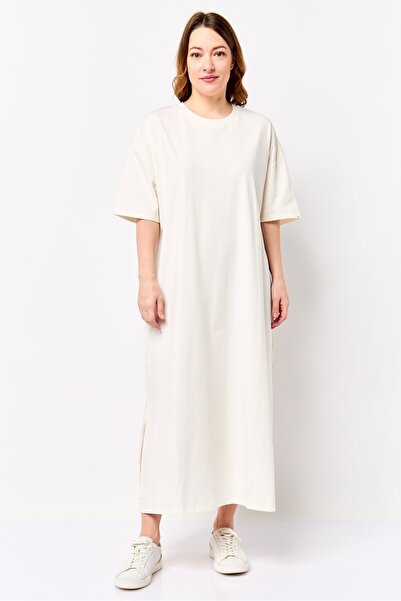 Fudo Comforts by Women Solid Shirt Dress, Cream