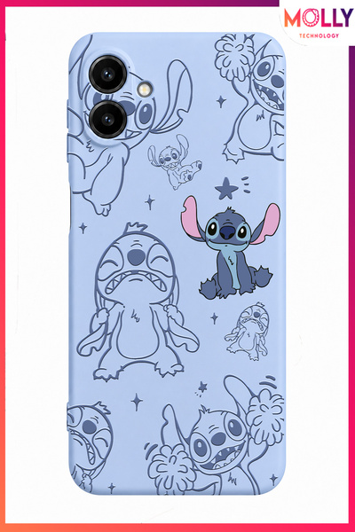 Molly SAMSUNG GALAXY A06 İçin Bebe Mavisi Stitch Tatlı Çılgınlık Desenli Sili...