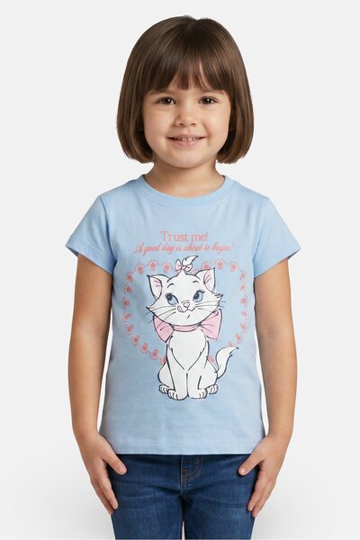 Disney Toddlers Girl Short Sleeve Aristocats Print T-Shirt, Light Blue