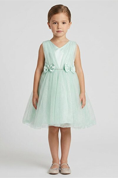 Luna Moon Kids Girl Textured Dress, Mint