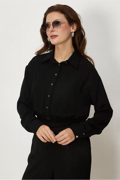 Alvina Shirt Collar Crepe Bluz 46758
