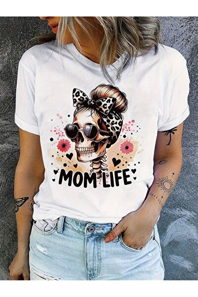 212Wear Women'S Short-Sleeve T-Shirt with Skull Pattern Print, Round Neck, Co...
