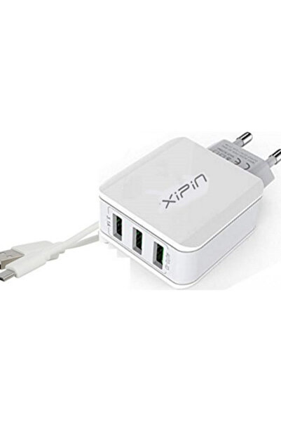 Xipin Καλώδιο micro USB & 3x Αντάπτορας τοίχου USB-A Λευκό (EU-15T)