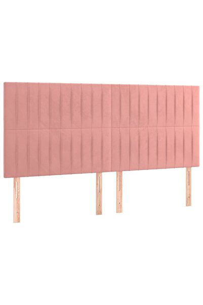 vidaxl Tăblie de pat roz 180x5x118/128 cm catifea