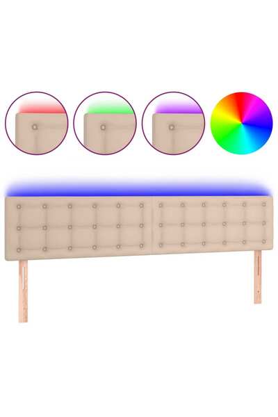 vidaxl Tăblie de pat cu LED cappuccino 180x5x78/88cm piele ecologică