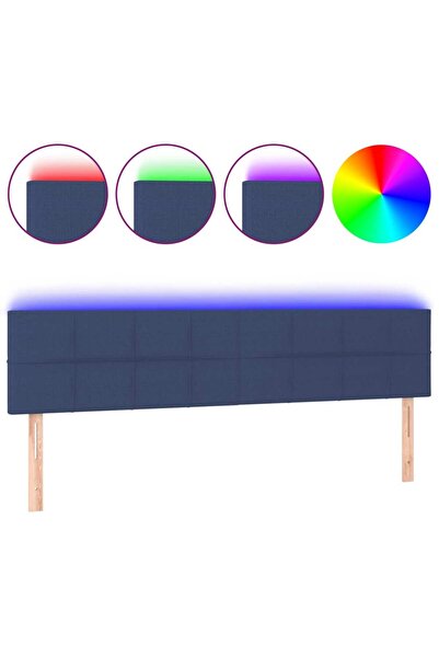 vidaxl Tăblie de pat cu LED, albastru, 200x5x78/88 cm, textil