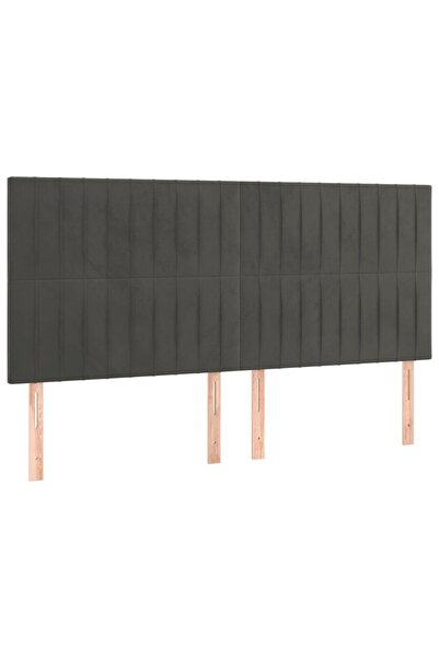 vidaxl Tăblie de pat gri închis 180x5x118/128 cm catifea