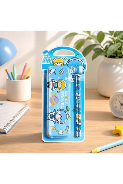 idei 4-Piece Space Travel Theme School Supplies Top Bottom Set , Blue, Contai...