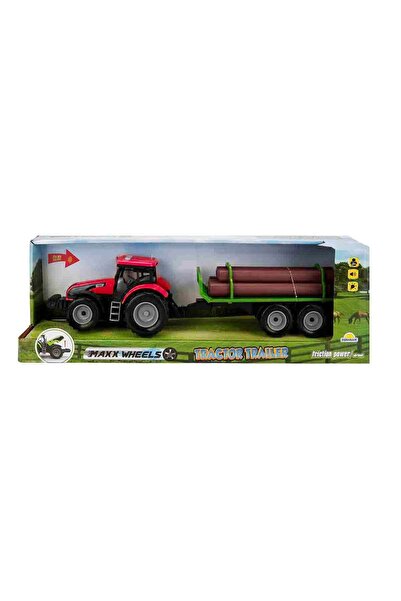 Maxx Wheels Tractor rosu cu remorca cu lemne, cu lumini si sunete, Maxx Wheel...