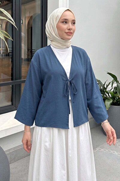 zenne كيمونو برباط من الخيوط 2362 - إنديجو