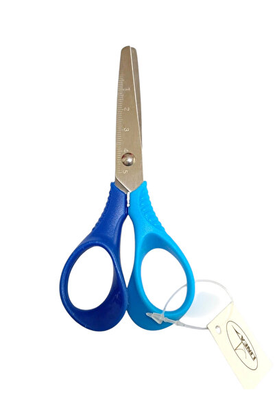 Linea Double-Color School Scissors with Ruler (Blue-Navy Blue)