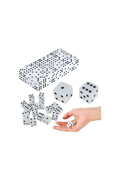 LEAN Set de 100 zaruri clasice, albe cu puncte negre, 1,5 x 1,5 cm, 22460