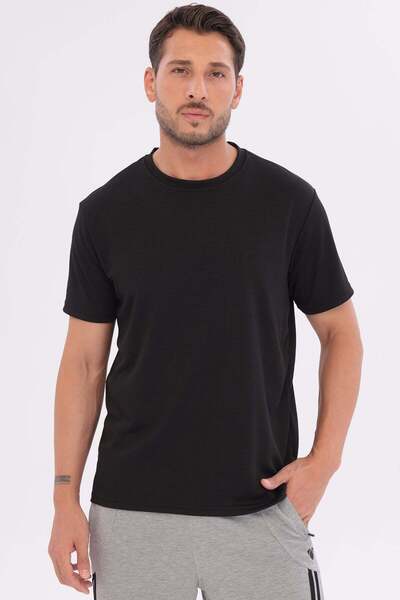 TRENDHİLL Ανδρικό μπλουζάκι Athlete Crew Neck Μαύρο-5017