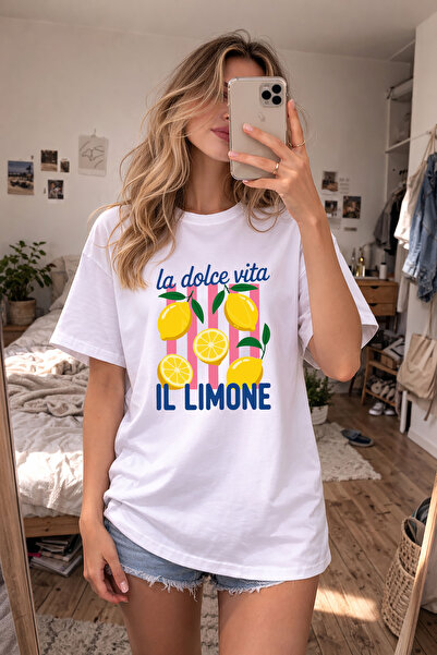 cesita Pinterest Lemon Printed Cotton White T-Shirt T-Shirt