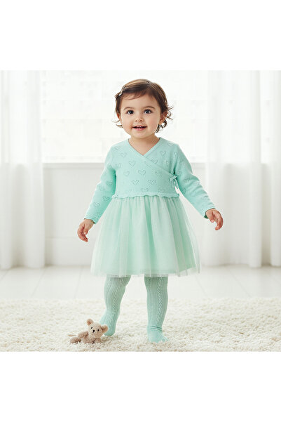Juniors Textured V-neck Dress and Tights Set