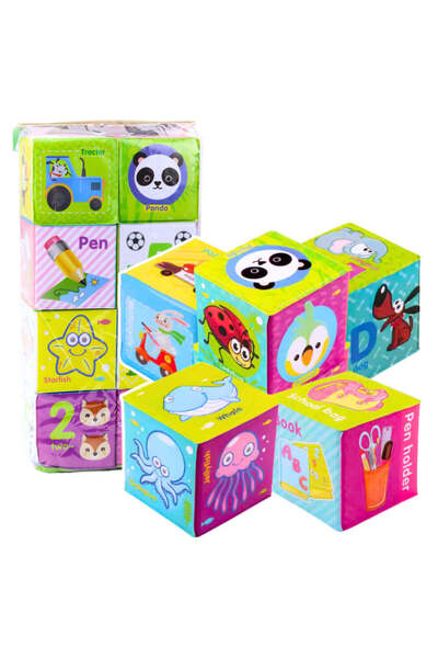LEAN Set de 8 cuburi educative moi, multicolore, 6 x 6 cm, 22885