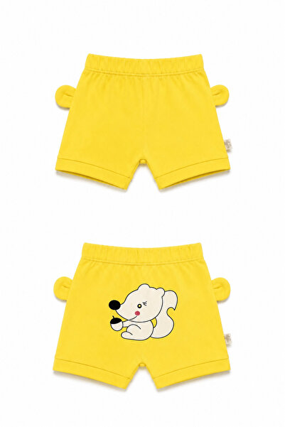 Zuvi Baby Bebek Sarı Şort %100 Pamuk Baskılı Yazlık Şort