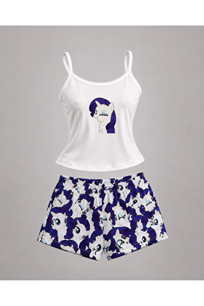 Yukatay Mor My Little Pony Rarity Desenli Premium Şortlu Takım -YUKATAY