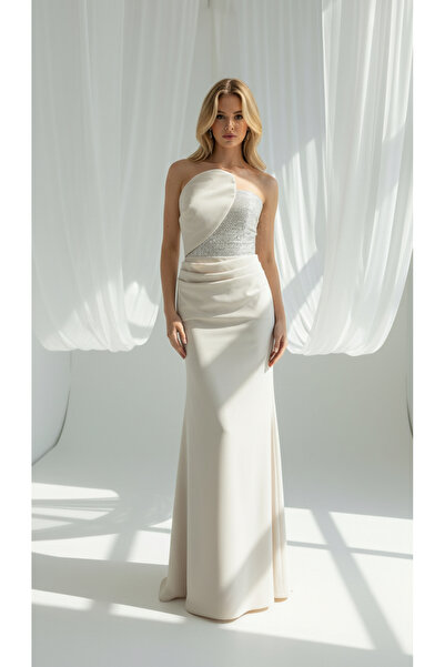 holie dress STRAPLEZ TAŞ DESENLİ UZUN ABİYE ELBİSE BALIK KESİM NİŞAN DAVET ME...