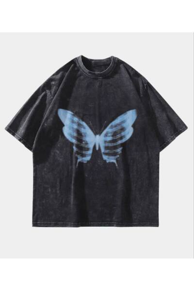 bellanova Unisex πολύχρωμο μπλουζάκι με στάμπα Oversize Streetwear Άνετη εφαρ...