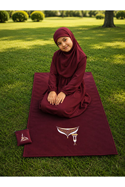 Defkay Girl's Summer Fabric Prayer Dress and Prayer Mat Set with Bag Portable...