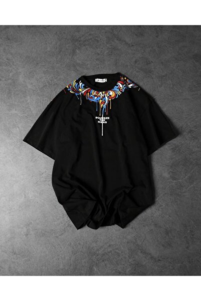 classy moda Unisex Colorful Oversize Printed T-Shirt Streetwear Comfortable F...