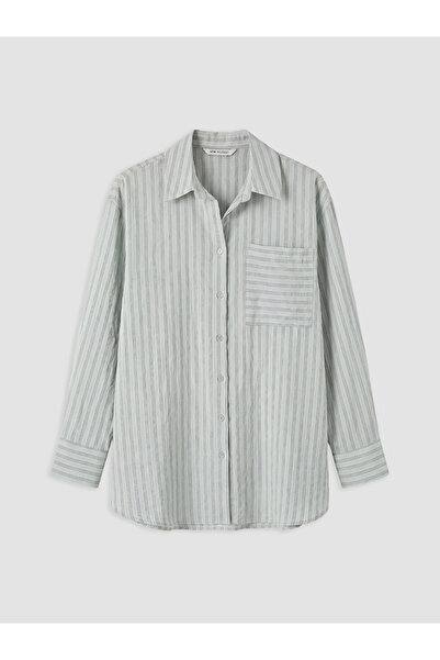 LC Waikiki Lcw Modest Green Striped Women's Shirt Tunic