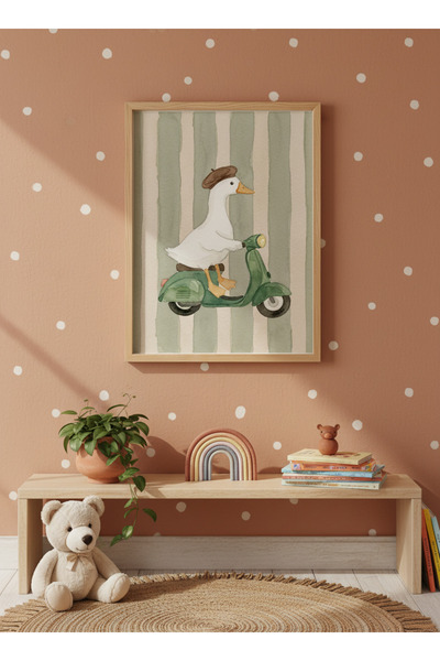Creatick Design Masif Ahşap Çerçeveli Çocuk Ve Bebek Odası MDF Tablo İskandin...
