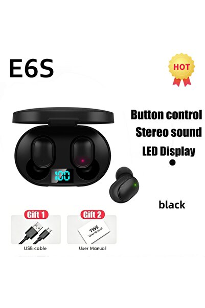 Choice black Digital Display Bluetooth Earphones with Mic TWS E6S Wireless Bl...