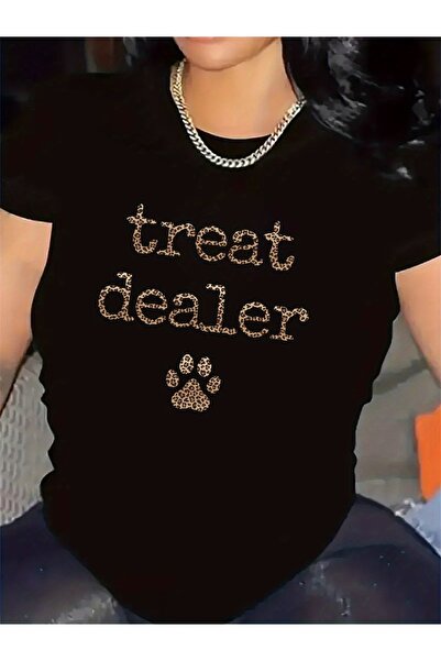 Astogria13 تي شيرت بأكمام قصيرة مع طباعة Treat Dealer |   مثالي للاستخدام الم...