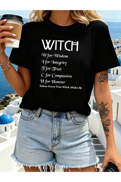 Astogria13 Women' Empowering WITCH T-Shirt - Dictionary Definition Print Roun...
