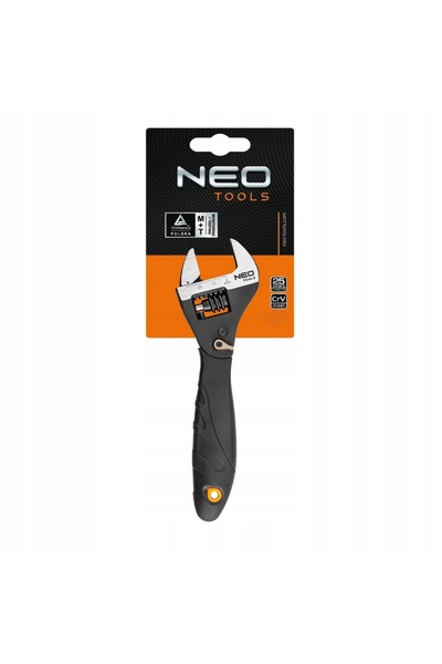 NEO Tools Cheie reglabilă cu clichet 200mm 0-30mm din oțel CRV cu mâner cauci...