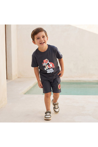 NİCKELODEON Crew Neck Short Sleeve T-shirt and Shorts Set with PAW Patrol Print