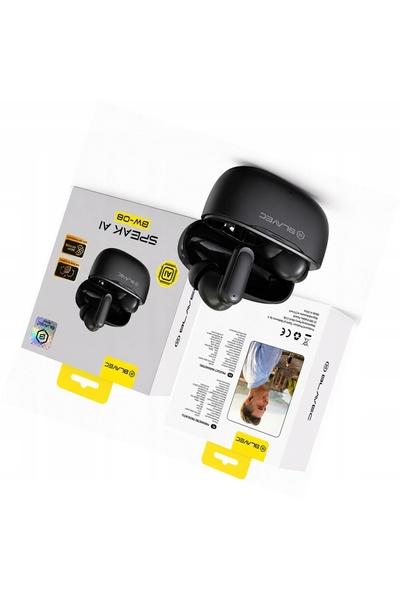 Blavec Căști traducătoare negre TWS BW-08 cu traducere AI pentru Realme 9