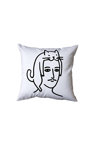 Beramussa Humorous Cat and Human Design Pillow, Funny Gift
