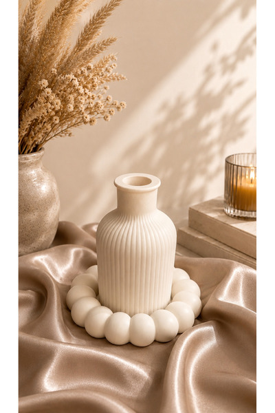 PELIUS Decorative Stone Powder Vase and Bead Tray Set |   Minimal Modern Home...