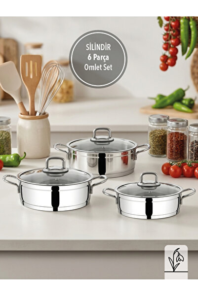 FMS Cylinder 6 Piece Omelette Set |   18/10 Stainless Steel |   Induction Com...