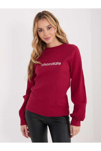 rue parıs Bluza Dama Maneca lunga, Decolteu rotund, RUE PARIS, Bordo Casual M...