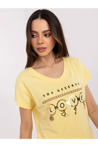 CALİMERA Tricou Dama, Calimera, Bumbac, Maneca scurta, Galben, model CLM-TS-1...