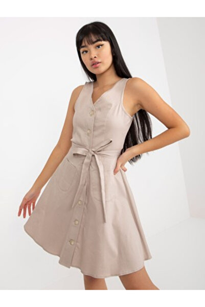 LAKERTA Rochie Dama, LAKERTA, Bumbac, Rochie evazata, Bej, model LK-SK-508253...