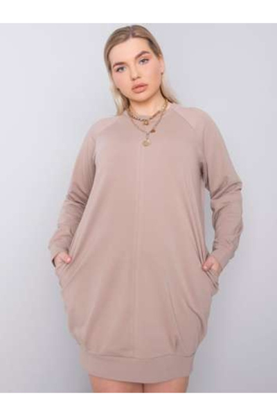 Basic Feel Good Rochie Dama, BASIC FEEL GOOD, Bumbac, Maneca lunga, Bej inchi...