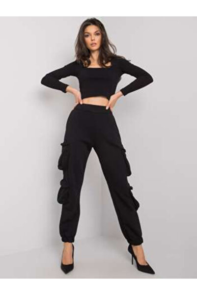 rue parıs Pantaloni Trening Dama Lunga, Sport, RUE PARIS, Negru Casual Model ...