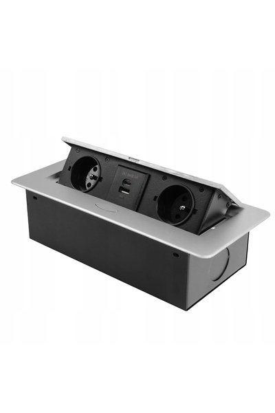 Spacetronik Priză de încorporat în blat de bucătărie, USB-C, 2x230V, argintie