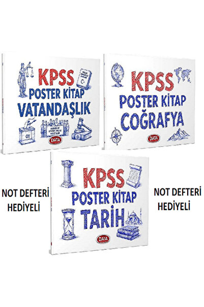 Data Yayınları KPSS Tarih- Coğrafya-Vatandaşlık Poster Kitap 3 lü set (NOT DE...