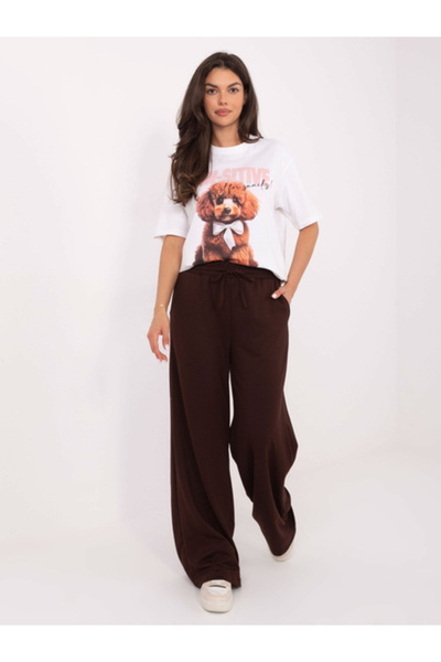 Relevance Pantaloni Trening Dama Larga, Guler inalt, RELEVANCE, Maro Casual M...